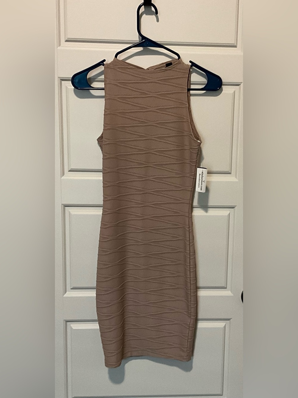 Windsor Sleeveless Wave-Textured Midi Dress in Taupe
